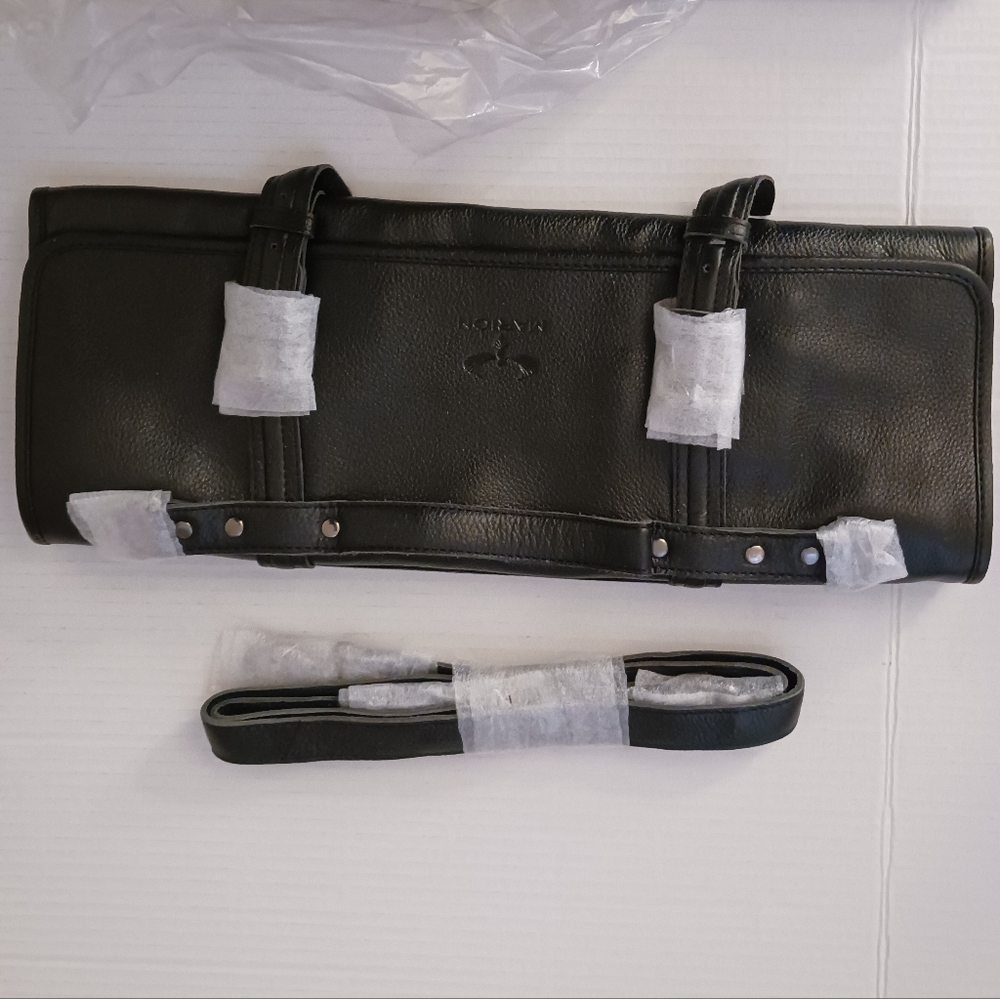Chef's Knife Roll Bag, LE MINUIT by MARION Genuine Calf Top Grain Black Leather - Picture 11 of 12